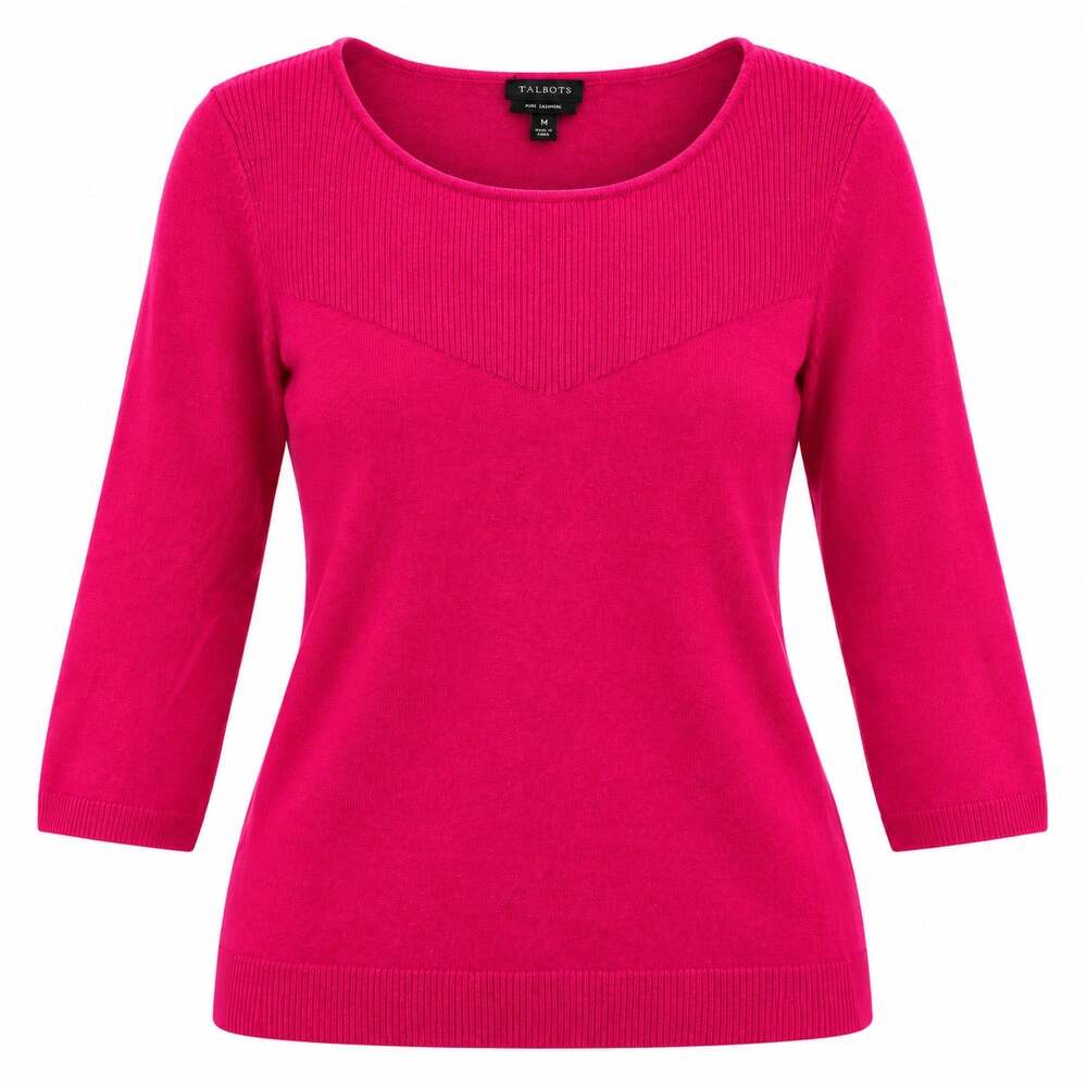 Talbots 100% Cashmere Sweater Women M Hot Pink Fuchsia Quiet Luxury Preppy